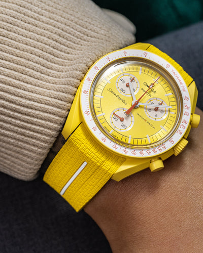 Solitaire Rubber straps in Phoenix Yellow for Omega x Swatch Sun