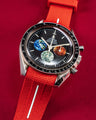 Solitaire Rubber straps in Scarlet Red for Omega Speedmaster