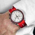 Solitaire Rubber straps in Scarlet Red for Omega Speedmaster