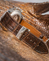 Bespoke Watch Strap in Rose Gold Brown Rub Off Alligator