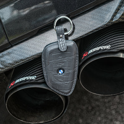 Bespoke Key Fob Cover in Graphite Grey Crocodile