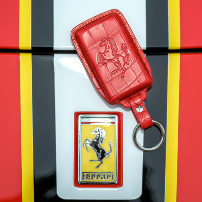 Bespoke Key Fob Cover in Ferrari Red Crocodile