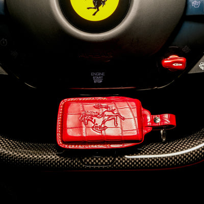 Bespoke Key Fob Cover in Ferrari Red Crocodile