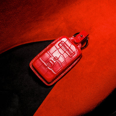 Bespoke Key Fob Cover in Ferrari Red Crocodile