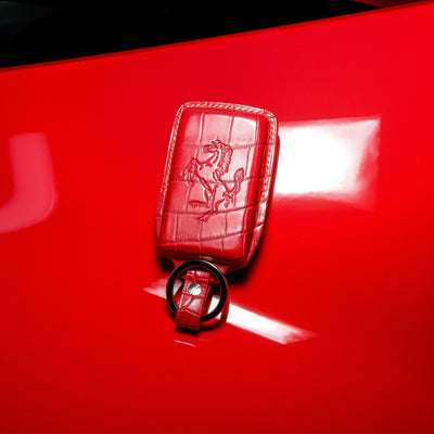 Bespoke Key Fob Cover in Ferrari Red Crocodile