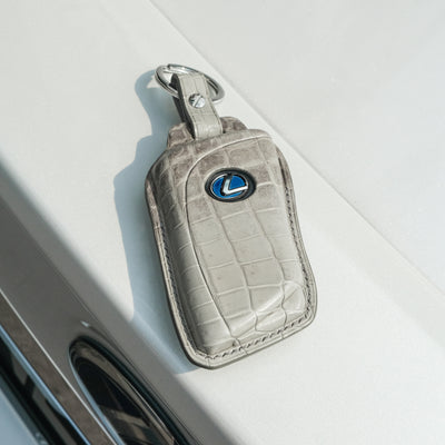 Bespoke Key Fob Cover in Grey Himalayan Crocodile