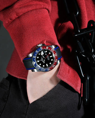 Solitaire Rubber straps in Navy Black for Rolex GMT-Master II Pepsi 126710BLRO