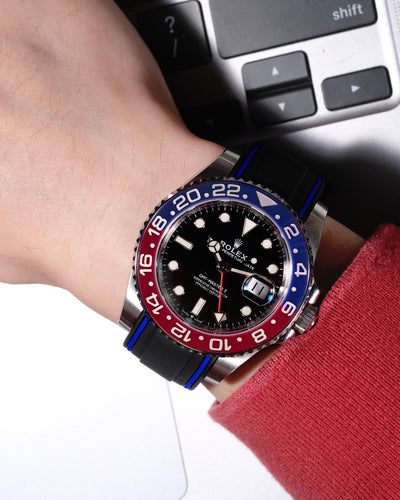 Solitaire Rubber straps in Navy Black for Rolex GMT-Master II Pepsi 126710BLRO