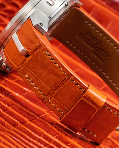 Bespoke Watch Strap in Orange Crocodile