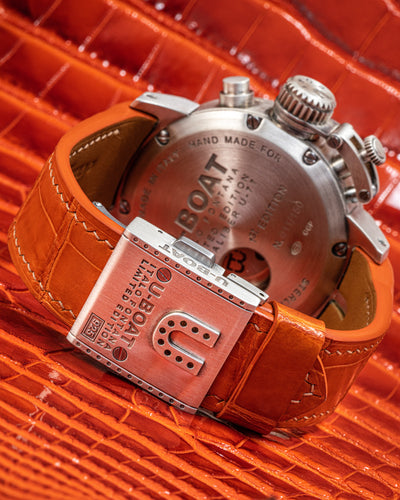 Bespoke Watch Strap in Orange Crocodile