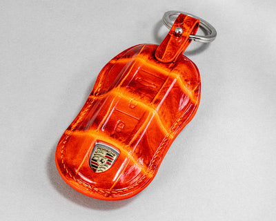 Bespoke Key Fob in Flaming Orange Alligator