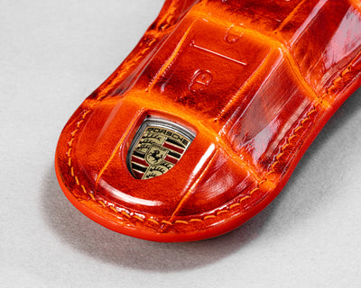 Bespoke Key Fob in Flaming Orange Alligator