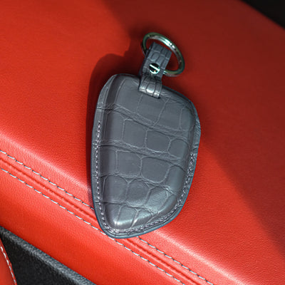 Bespoke Key Fob Cover in Graphite Grey Crocodile