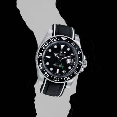 Solitaire Rubber straps in Zebra Black for Rolex GMT Master II