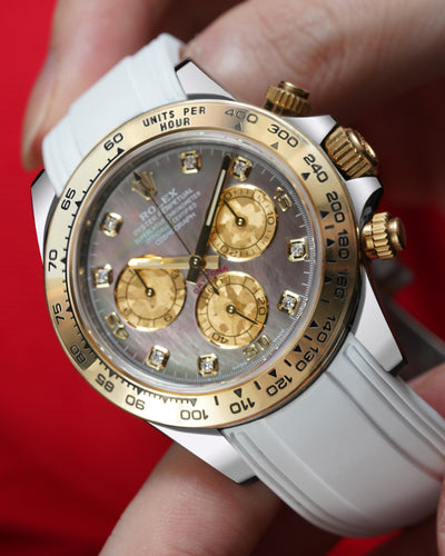 Solitaire Rubber straps in Snowy White for Rolex Daytona 116503, 116523