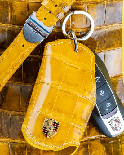 Bespoke Key Wrap in Yellow Himalayan Crocodile