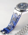 Bespoke Watch Strap in Tie Dye Blue Crocodile