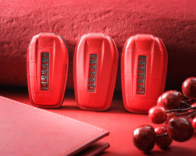 Bespoke Key Fob Covers in Ferrari Red Crocodile & Nappa