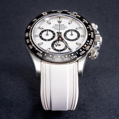 Solitaire Rubber straps in Snowy White for Rolex Daytona Panda 116500LN