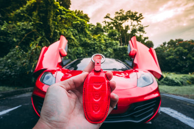 Bespoke Key Fob Cover in Ferrari Red Crocodile