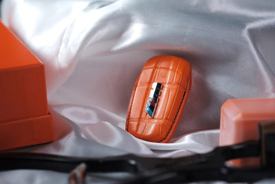 Bespoke Key Fob Cover in Orange Crocodile