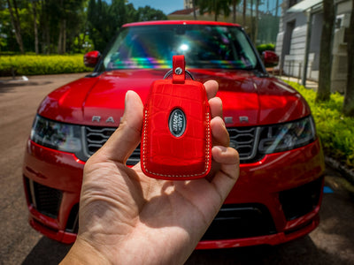 Bespoke Key Fob Cover in Ferrari Red Crocodile