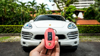 Bespoke Key Fob Cover in Pink Crocodile