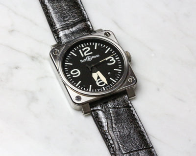 Bespoke Watch Strap in Metallic Black Crocodile