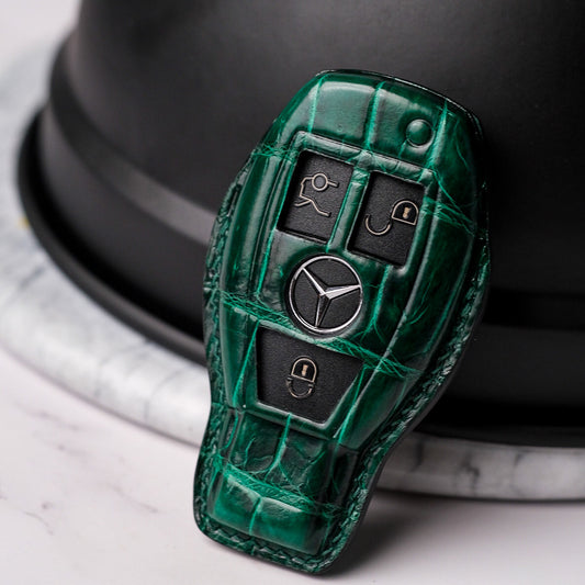 Bespoke Key Fob Cover in Hunter Green Crocodile