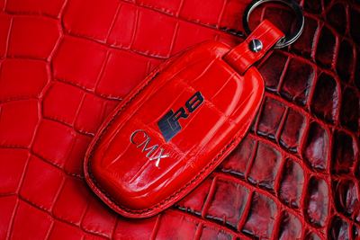 Bespoke Key Fob Cover in Ferrari Red Crocodile