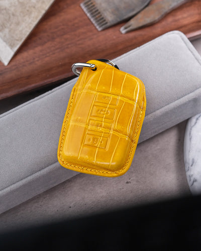 Bespoke Key Fob Cover in Yellow Crocodile