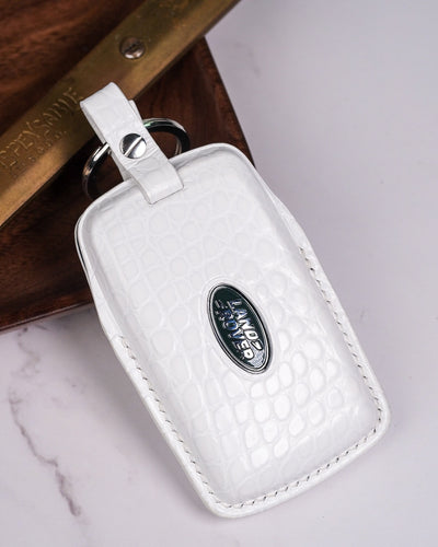 Bespoke Key Fob Cover in White Crocodile