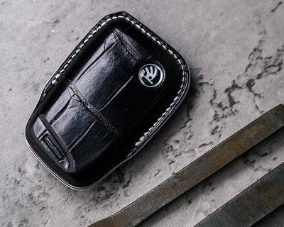 Bespoke Key Fob Cover in Black Crocodile