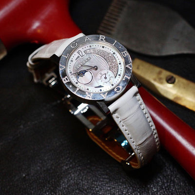 Bespoke Watch Strap in White Crocodile