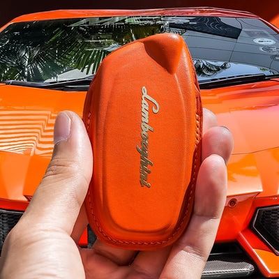 Bespoke Key Fob Cover in Orange Nappa