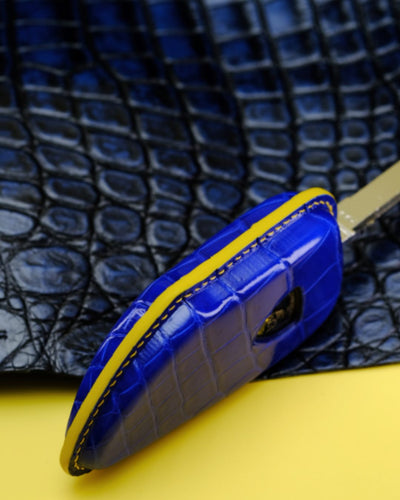 Bespoke Key Fob Cover in Electric Blue Crocodile