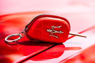 Bespoke Key Fob Cover in Ferrari Red Crocodile