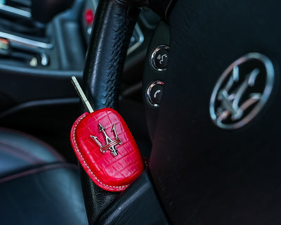 Bespoke Key Fob Cover in Ferrari Red Crocodile