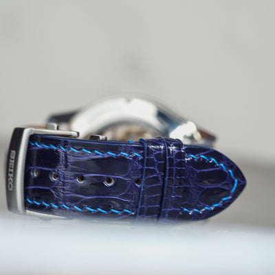 Bespoke Watch Strap in Electric Blue Crocodile