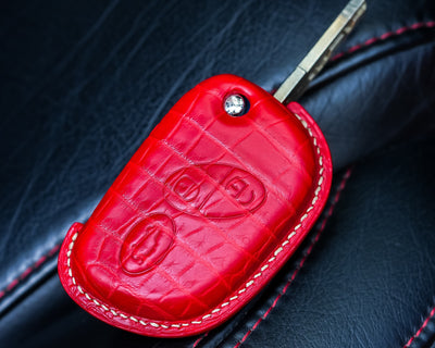 Bespoke Key Fob Cover in Ferrari Red Crocodile