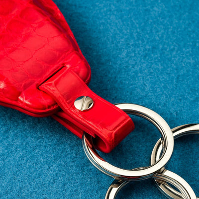 Bespoke Key Fob Covers in Blue & Red Crocodile