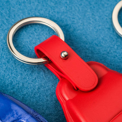 Bespoke Key Fob Covers in Blue & Red Crocodile