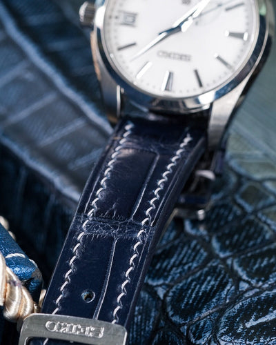 Bespoke Watch Strap in Navy Blue Crocodile