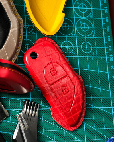 Bespoke Key Fob Covers in Ferrari Red Crocodile & Red Nappa