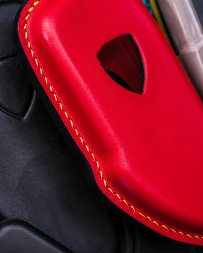 Bespoke Key Fob Covers in Ferrari Red Crocodile & Red Nappa