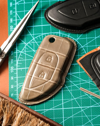 Bespoke Key Fob Cover in Grey Crocodile