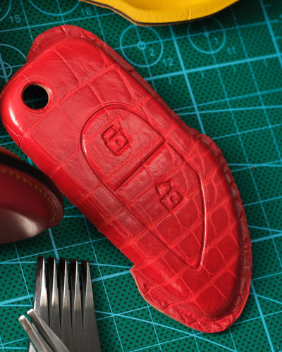 Bespoke Key Fob Covers in Ferrari Red Crocodile & Red Nappa