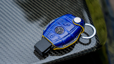 Bespoke Key Fob Cover in Electric Blue Crocodile