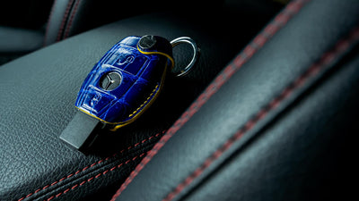 Bespoke Key Fob Cover in Electric Blue Crocodile