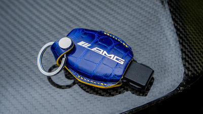 Bespoke Key Fob Cover in Electric Blue Crocodile